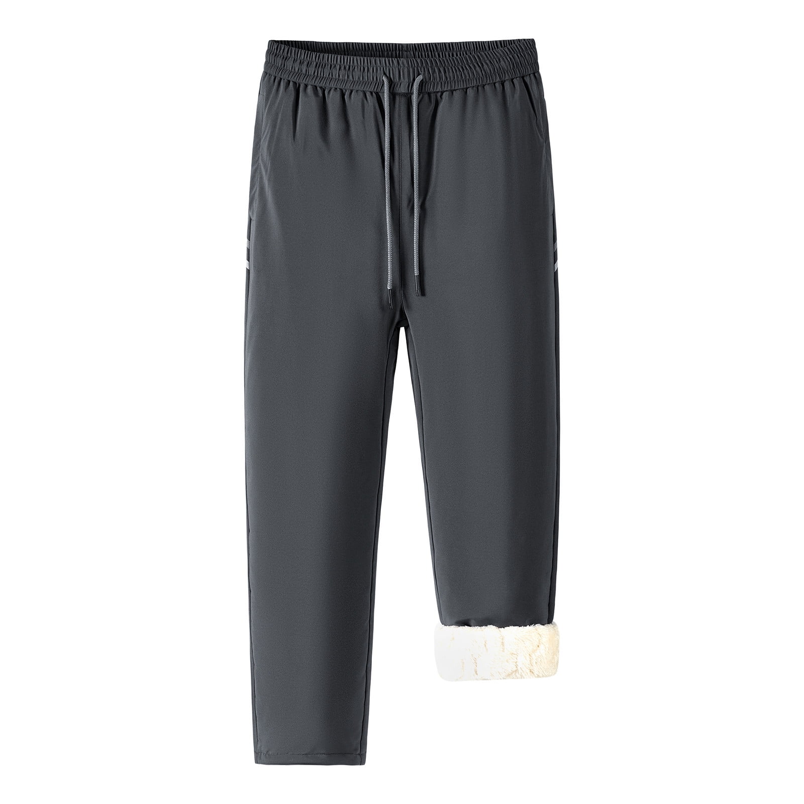 Mens Thermal Sweatpanst Cotton Warm Winter Pants Outdoor Sports Joggers  Fleece Lined Drawstring Elastic Waist