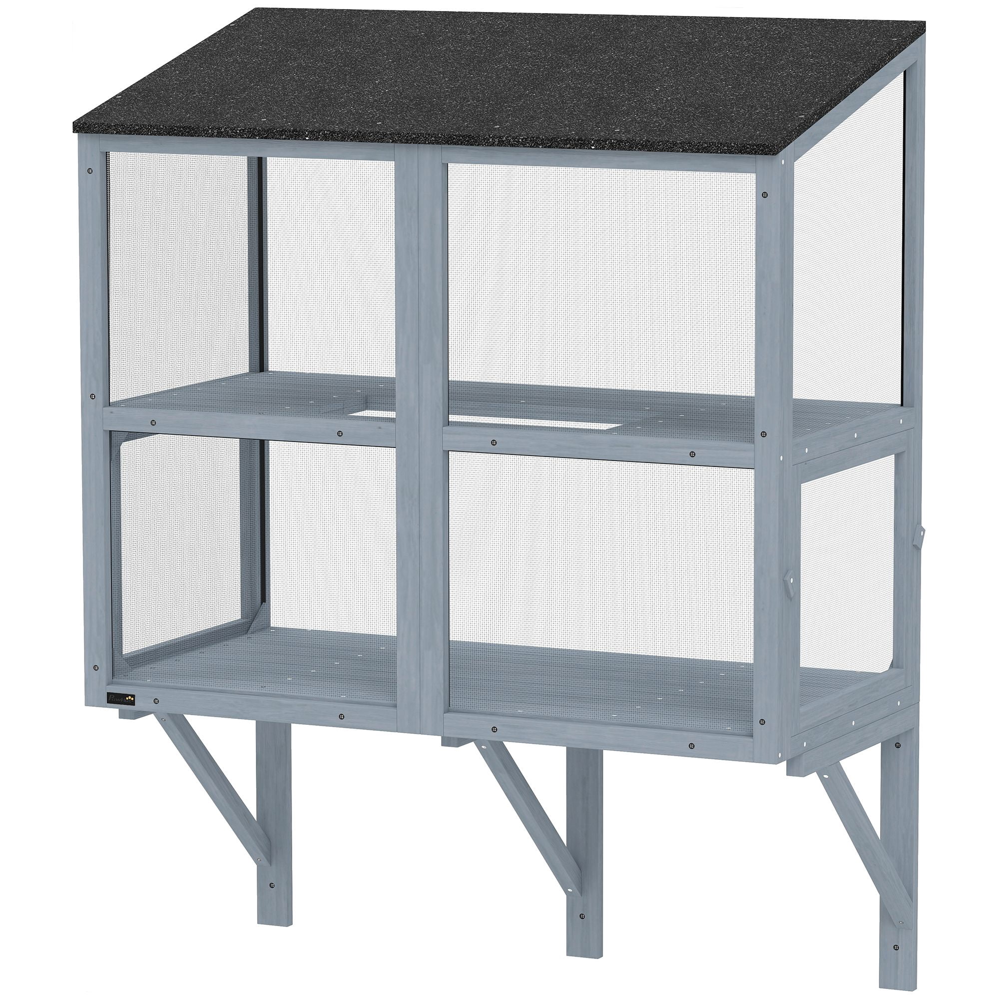 Dranite Outdoor Cat Enclosure Window Box, 39.4"L Gray Waterproof Roof Catio