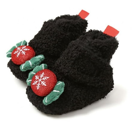 

Infant Fleece Snow Boots Baby Boy Girl Christmas Shoes Santa Claus Reindeer First Walker Toddler Plush Prewalker Newborn Fleece Boots 0-18M