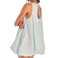 thumbnail image 3 of Mini Dress for Women Summer Sleeveless Keyhole Tie Back Tank Short Dress Crew Neck Sundress with Pockets Light Blue M, 3 of 7