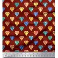 thumbnail image 1 of Soimoi Red polyester Crepe Fabric Diamond Geometric Print Fabric by Yard 42 Inch Wide, 1 of 5