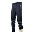 thumbnail image 3 of Wrtxtat Men's Sherpa Lined Tracksuit Winter Warm Full Zip Drawstrings Sweatsuits Straight Leg Sweatpants Sports Running Joggers Outfit Sets Navy#01 L, 3 of 4