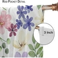 thumbnail image 6 of Floral Blackout Curtains, Spring Watercolor Flower Plant Rustic Modern Style Pattern for Bedroom Living Room, 2 Panel Set,52X84 Inch, 6 of 6