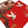 thumbnail image 2 of 5'x8' Area Rugs, Red Traditional Indoor Outdoor Area Rug for Living Room Bedroom, Vintage Crane Pine Flowers Natural Washable Bathroom Rugs Kitchen Floor Carpet Mats Home Decor Aesthetic, 2 of 8