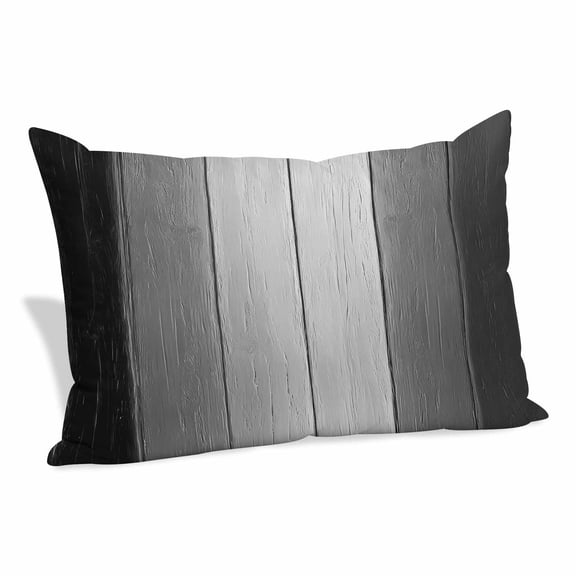 Black Gray Ombre Pillow Covers 12"x20", Vintage Country Wooden Soft Brushed Microfiber Breathable Throw Pillow Covers, Decorative Pillowcase with Zipper for Couch Sofa Bedroom Living Room