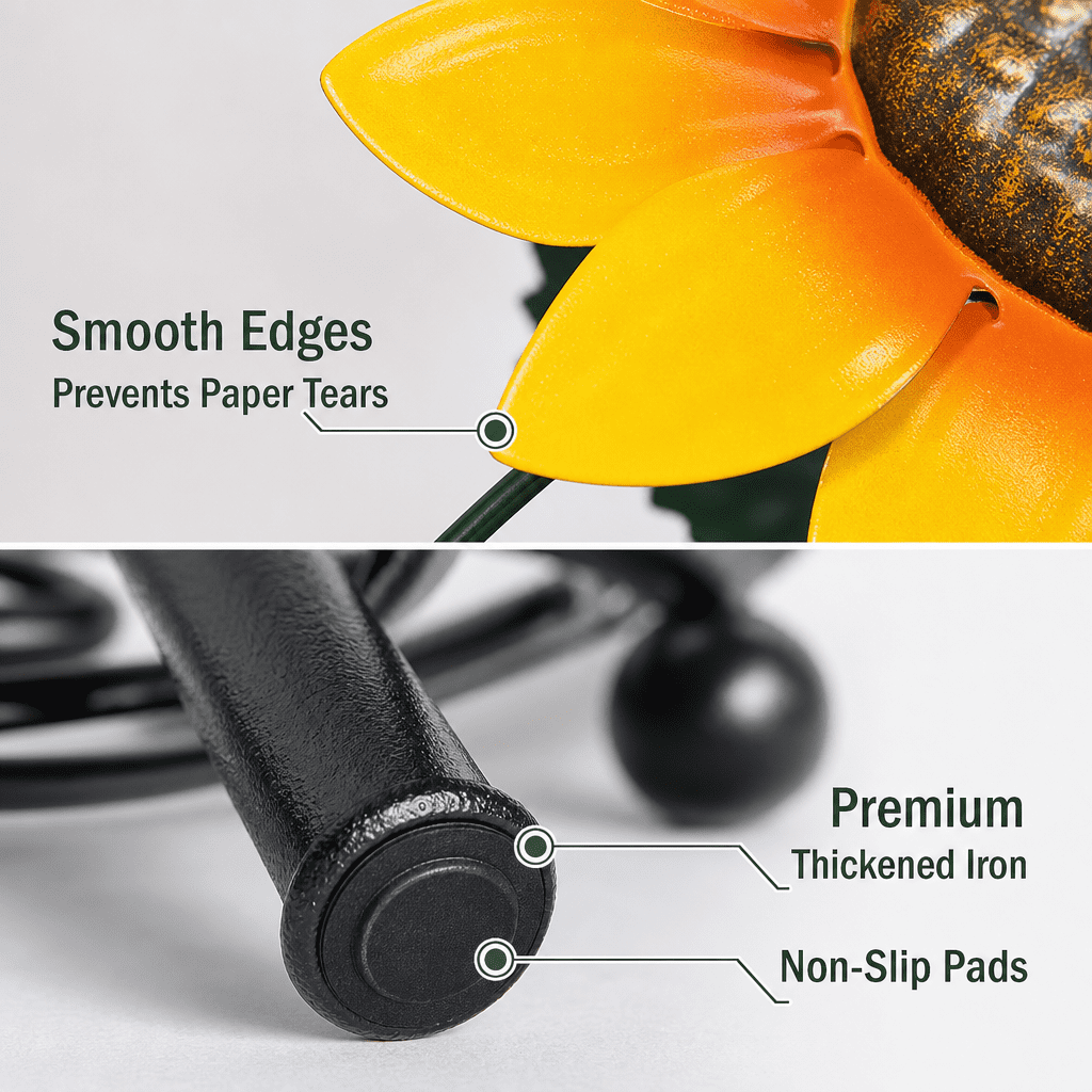 OKYMOTOR Sunflower Paper Towel Holder for Countertop, Heavy-Duty Iron with Weighted Base, Snag-Free Kitchen Decor, Fits Jumbo Rolls