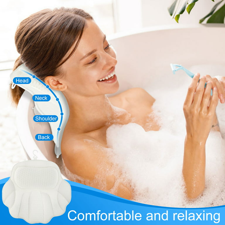 Bath Pillow, Relaxing Bath Pillows for Tub Neck and Back Support Soft 4D