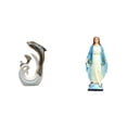 thumbnail image 1 of Estatua de delfín de cerámica, escultura blanca, arte abstracto moderno, figura de resina, adorno detallado para mueble, ideal para colección religios, 1 of 8