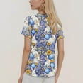 thumbnail image 2 of Scrubs Top Women，Easter Scrub Tops Women Plus Size Bunny Egg Hunt Print Short Sleeve V Neck Stretchy Holiday Nurse Working Uniform，Navy，L, 2 of 4
