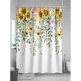 thumbnail image 5 of Sunflower Shower Curtain, Eucalyptus Leaf Floral Bathroom Decor Curtains Set with Hooks, Waterproof Fabric Home Accessories， 60 X 72 Inch Long, 5 of 6