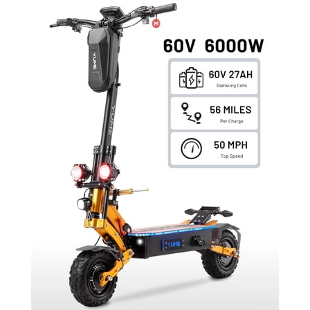 M YUME SCOOTER X11  Electric Scooter,6000W Motor,50MPH,56Mile Range,60V 27Ah Battery,Foldable E-scooter with 11" Tires for Adults