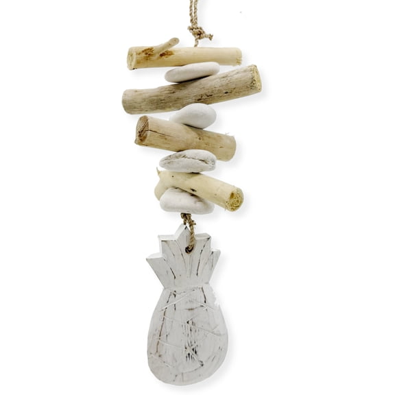 Driftwood Hanging Pineapple Coastal Decor - Beach Wood Garland Indoor Outdoor Patio Garden Gift 15"