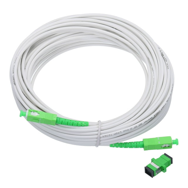 Unique Bargains 1Pcs 49.2Ft Single Mode Simplex OS2 Fiber Optic Cable LSZH SC/APC-SC/APC Armored Jumper Optical White with Adapter