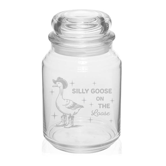 26 oz Glass Candy Jar Apothecary Storage Jar Gift Silly Goose On The Loose Funny