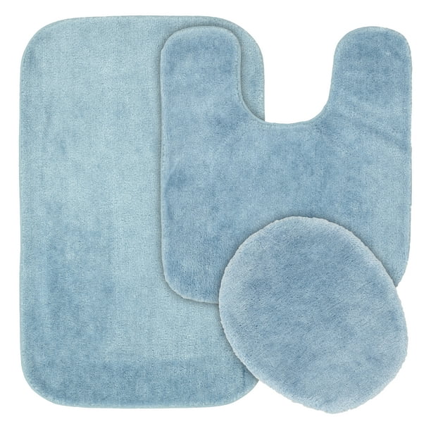 3 Piece Traditional Soft and Plush Bath Rug Set Basin Blue, Garland