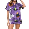 thumbnail image 1 of Fgnfyis Ensemble de Pyjama Décontracté Imprimé pour Femmes et Shorts Pyjama d'Halloween Femmes Violet_004 m, 1 of 6