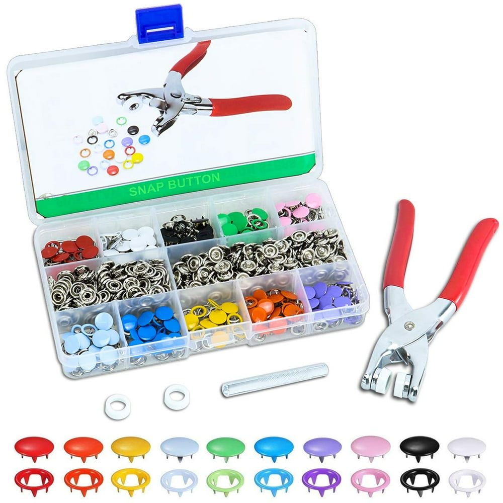 Snap fasteners, snap fastener set with pliers 200 sets snap fasteners
