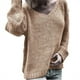 thumbnail image 1 of Qarigey Suéter de manga larga con cuello para mujer y adolescente, camisa de punto básica cálida para mujer, ropa de moda, accesorios Prendas para la parte del cuerpo L Khaki, 1 of 6