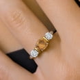thumbnail image 4 of Gem Stone King 925 Sterling Silver and 10K Yellow Gold Brown Tiger Eye and White Moissanite 3 Stone Engagement Ring for Women (1.64 Cttw, Cushion Cut 6MM and 4MM, Available in Size 5, 6, 7, 8, 9), 4 of 4