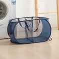 thumbnail image 4 of Mesh Laundry Basket with Side Pocket,Thickened 2 Compartments Sorting Collapsible Laundry Bag,Clothes Organizer Bathroom Supplies, 4 of 5