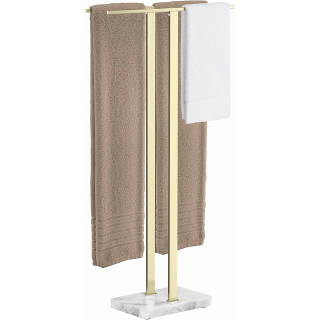 Standing Towel Rack Towel Rack Stand with Marble Base for Bathroom Floor SUS Stainless Steel Brushed Finish BTH