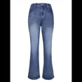 thumbnail image 1 of Vaqueros de Corte Acampanado, Elásticos, de Cintura Media y con Bordado Floral para Mujer, con Bolsillos Azul XXL, 1 of 10