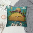 thumbnail image 2 of Mexican Food Taco Throw Pillow Cover Cute Funny Cartoon Tortilla Happy Beef Hat Pillow Case  Decorative Cotton Linen Square Cushion for Home Couch Bed, 2 of 5