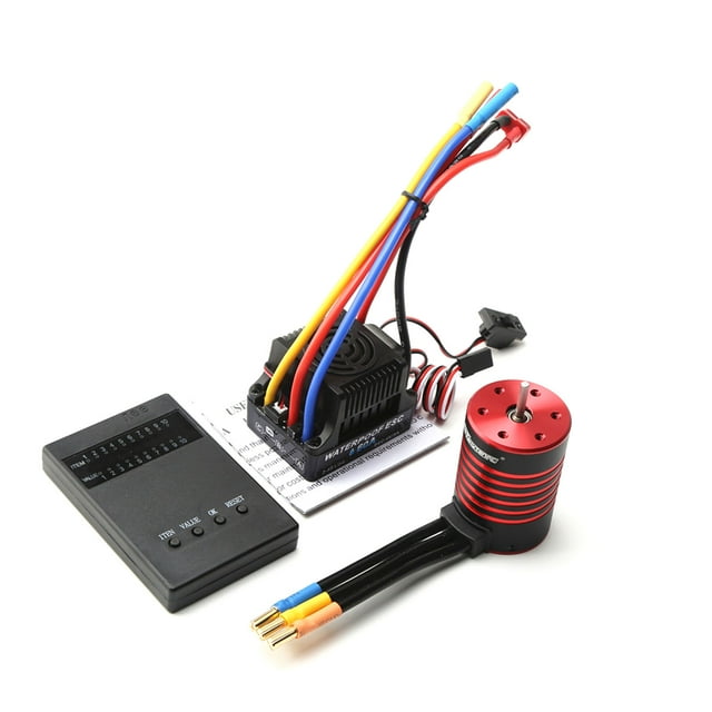 Esc GTSKYTEN Remote Control 3650 Motor sin escobillas 4500KV Motor a prueba de agua 60A ESC T Tarjeta de programación de enchufe para 1/10 Remote Control Car Truck GTSKYTENRC Esc