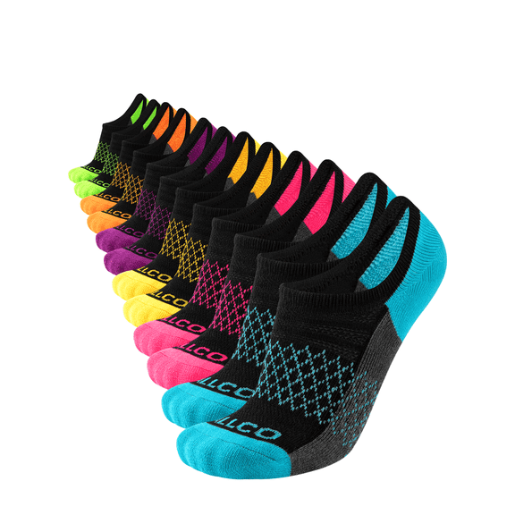 COOPLUS No Show Socks for Women Non Slip Cushioned Low Cut Invisible Athletic Socks for Running Sneakers 6 Pairs