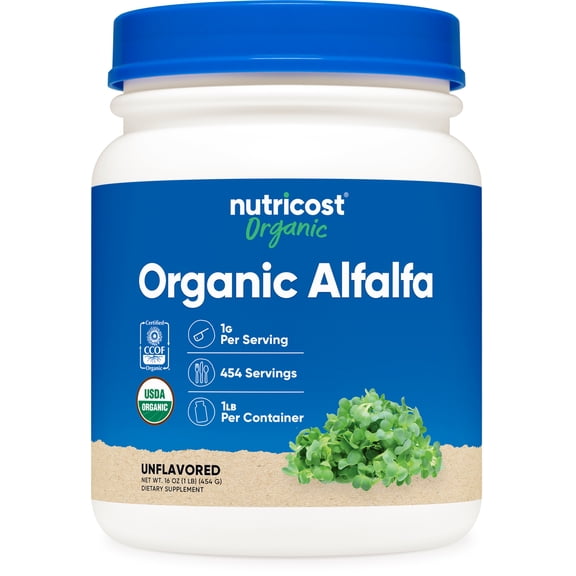 Nutricost Organic Alfalfa Powder 1LB - Non-GMO, Gluten Free, Supplement