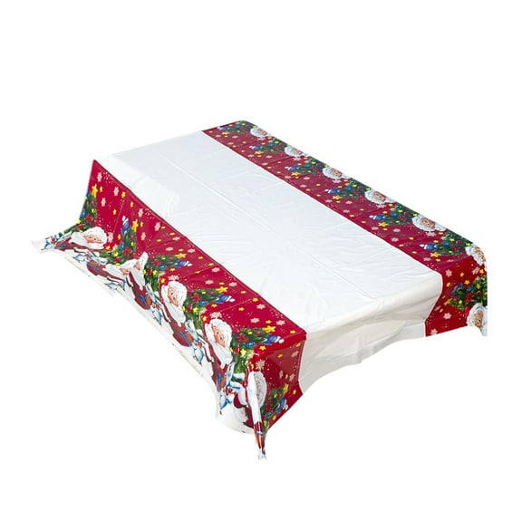 1Pc Pvc Christmas Tablecloth Santa Claus Classic Tablecloth Rectangular Waterproof Christmas Holiday Tablecloth Decoration Christmas Party Supplies, 43 X 70 Inches