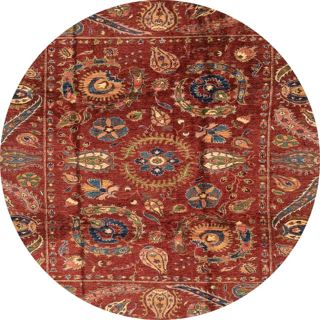 Ahgly Company Tapis d'Intérieur Rond Abstrait Chocolat Brun Oriental, 7 Pieds Rond