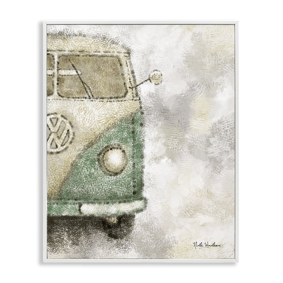 Stupell Industries Industrial Abstract Vintage Minibus White Framed Giclee Art, 11 x 14, by Nidhi Wadhwa