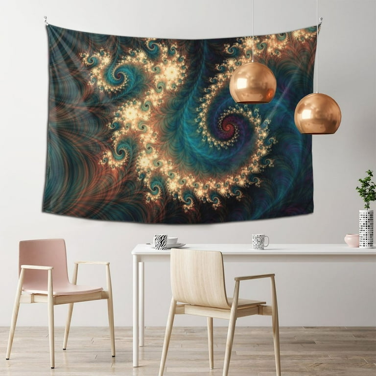 Fractal Blue Gold Spiral Tapestry Abstract Art Wall Hanging Tapestries Dorm Room Home Decor 60 x 40 Walmart