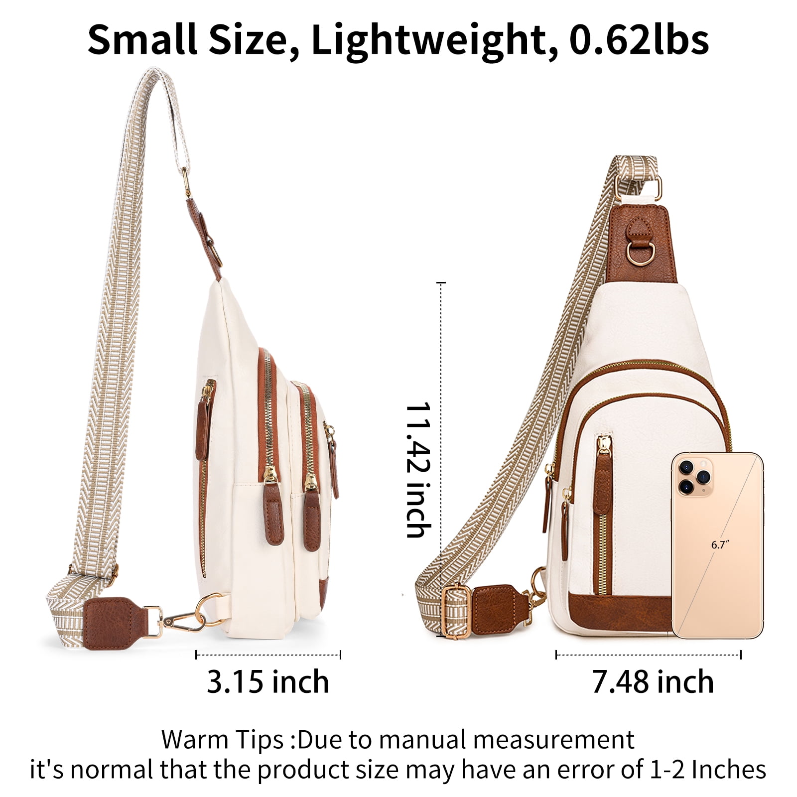 Falan Mule Sling Bag for Women Crossbody Purse Crossbody Bag Leather Chest Bag with Adjustable Guitar Strap for Travel
