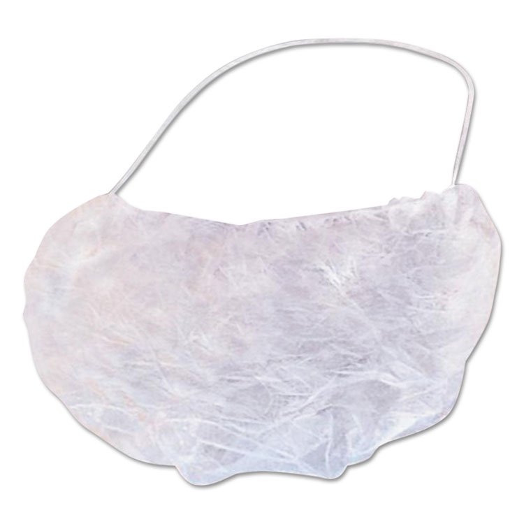 Disposable Beard Covers, Polypropylene, White, 100/pk, 10pk/ct