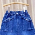 thumbnail image 4 of hengsof Solid Color Denim Utility Style Skirt for Toddler Girls Casual Summer Mini Skirt with Functional Pockets Stretch Fabric Elastic Waist Perfect for Outdoor Play Size 2-9 Years, 4 of 5