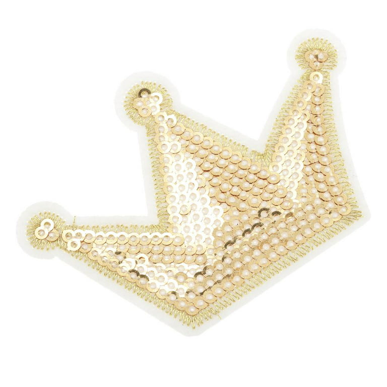 Crown Patch Iron on Patch Embroidery Rhinestones Applique Decoration DIY Clothing Accessory, Size: 4.72 x 3.15 x 0.39