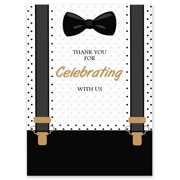 Darling Souvenir MADE WITH LOVE Black Suspenders - It's A Girl,Thank You For Celebrating With UsWelcomeSignIdeal For Anniversary, Wedding, Birthday Party Supplies- 18x12