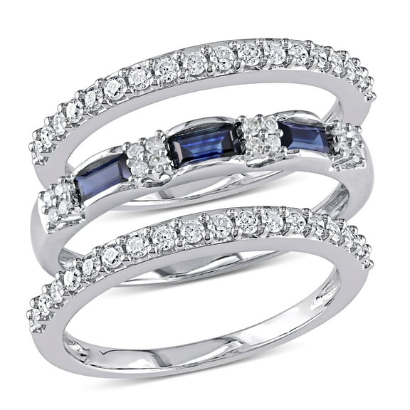Everly Women's Sapphire Diamond 10k White Gold Bridal Set