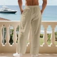 thumbnail image 5 of Casual Pants for Men Solid Loose Elastic Waist Drawstring Breathable Straight Leg Trousers Lightweight Mens Slacks Khaki XXL, 5 of 9