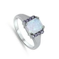thumbnail image 4 of CHOOSE YOUR COLOR Simulated Amethyst White Simulated Opal Ring .925 Sterling Silver Band Purple CZ Female Size 6, 4 of 4
