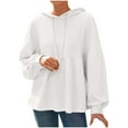 thumbnail image 6 of Miluxas Womens Oversized Hoodies Sweatshirts Solid Casual Lantern Long Sleeve Drawstring Peplum Hem Loose Hooded Pullover Tops White XL(XL), 6 of 9