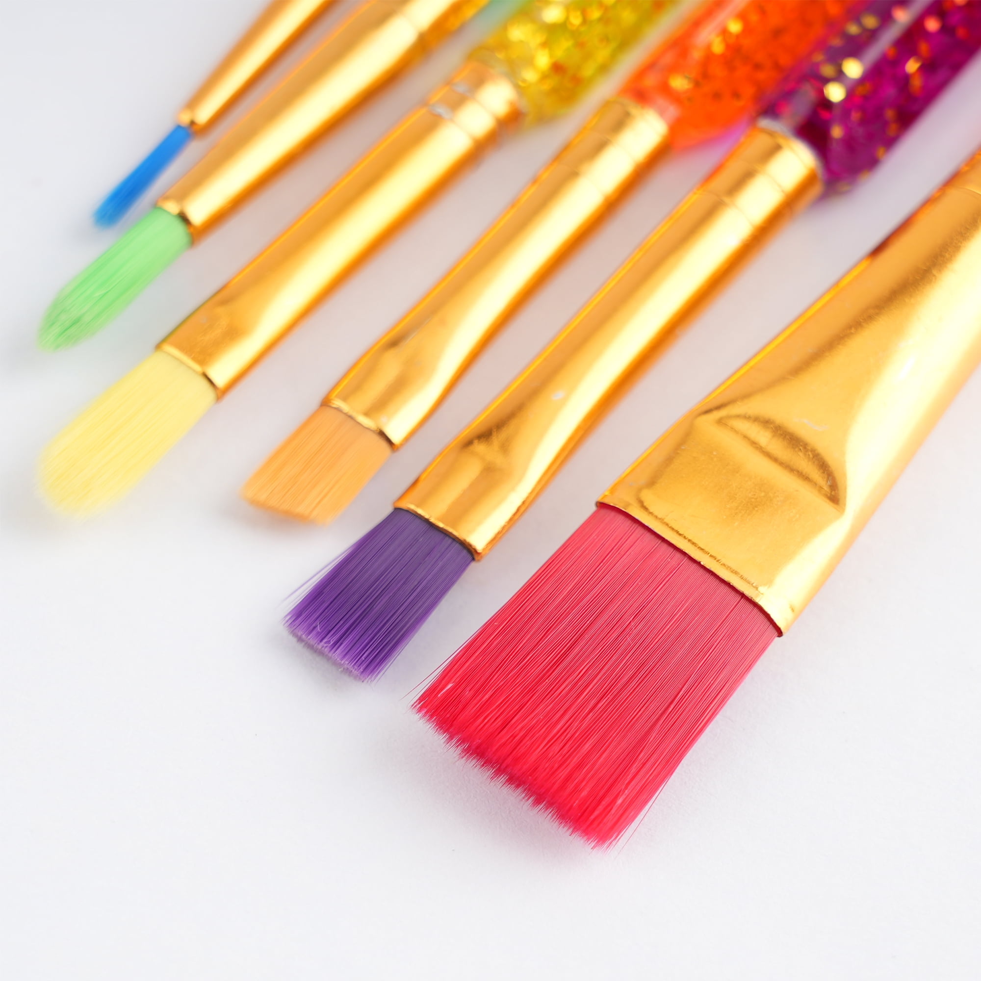Hello Hobby Assorted Shape Synthetic Bristle Art Brush Set with Triangle Handle, 6 Pieces