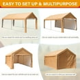 thumbnail image 3 of MF Studio Outdoor 10' X 20' Carport Heavy Duty Car Canopy Storage Shelter with Removable Sidewalls and Doors, Beige, 3 of 14