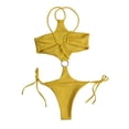 thumbnail image 3 of Sngxgn Women's Vintage Padded Push up Swimsuits Tummy Control Bathing Suits Swimwear(Yellow,M), 3 of 8