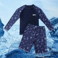 thumbnail image 2 of Aihuaihua Boys Swimming Trunks Size 5 Two Pieces Swimsuit Set Boys Bathing Suit Long Sleeve Rash Guards UPF 50+ Boys Swim Set Navy,9-11 Years, 2 of 5
