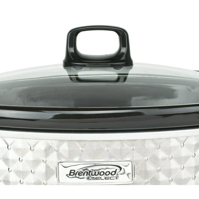 Brentwood 3.5 Qt. Black Diamond Pattern Slow Cooker with 3-Heat