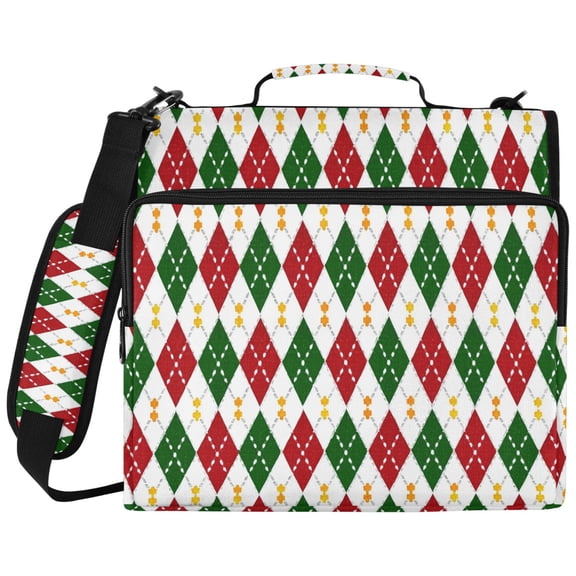 ALAZA Zipper Binder Red Green Checkered Pattern 2 inch 3 Ring 500 Sheet Capacity Trapper Keeper File Folder Organizer Bag