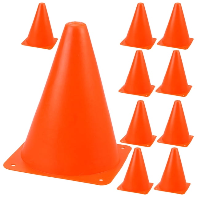 OULII 10Pcs Portable Orange Plastic Football Cones for Athletic Speed and Control Drills